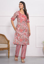Load image into Gallery viewer, Red Chanderi Kurta Set With Pant
