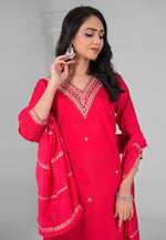 Load image into Gallery viewer, Red Chanderi Readymade Pakistani Suit
