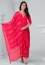 Load image into Gallery viewer, Red Chanderi Readymade Pakistani Suit
