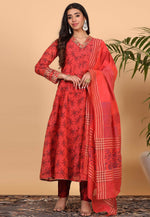 Load image into Gallery viewer, Red Chanderi Readymade Pant Style Suit
