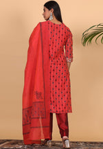 Load image into Gallery viewer, Red Chanderi Readymade Pant Style Suit
