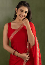 Red Chiffon Lehenga Saree