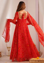 Load image into Gallery viewer, Red Chiffon Readymade Long Anarkali Suit
