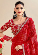 Load image into Gallery viewer, Red Chiffon Saree With Blouse