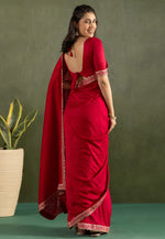 Load image into Gallery viewer, Red Chiffon Saree With Blouse
