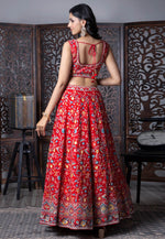 Load image into Gallery viewer, Red Chinon Readymade Lehenga Choli

