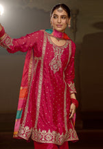 Load image into Gallery viewer, Red Chinon Readymade Palazzo Suit
