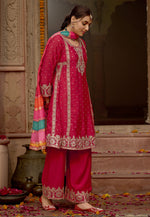 Load image into Gallery viewer, Red Chinon Readymade Palazzo Suit
