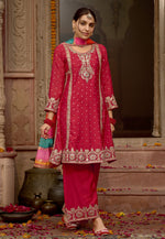 Load image into Gallery viewer, Red Chinon Readymade Palazzo Suit
