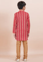 Load image into Gallery viewer, Red Cotton Jacquard Kids Kurta Pajama
