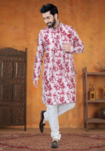 Load image into Gallery viewer, Red Cotton Kurta Pajama With Jacket
