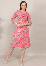 Load image into Gallery viewer, Red Cotton Kurta Set With Pant
