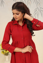 Load image into Gallery viewer, Red Cotton Kurta Set With Pant
