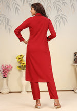 Load image into Gallery viewer, Red Cotton Kurta Set With Pant

