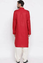 Load image into Gallery viewer, Red Cotton Pathani Suit
