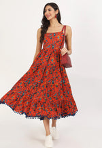 Load image into Gallery viewer, Red Cotton Printed Gown
