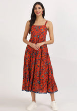 Load image into Gallery viewer, Red Cotton Printed Gown

