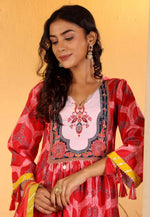 Load image into Gallery viewer, Red Cotton Readymade Anarkali Suit
