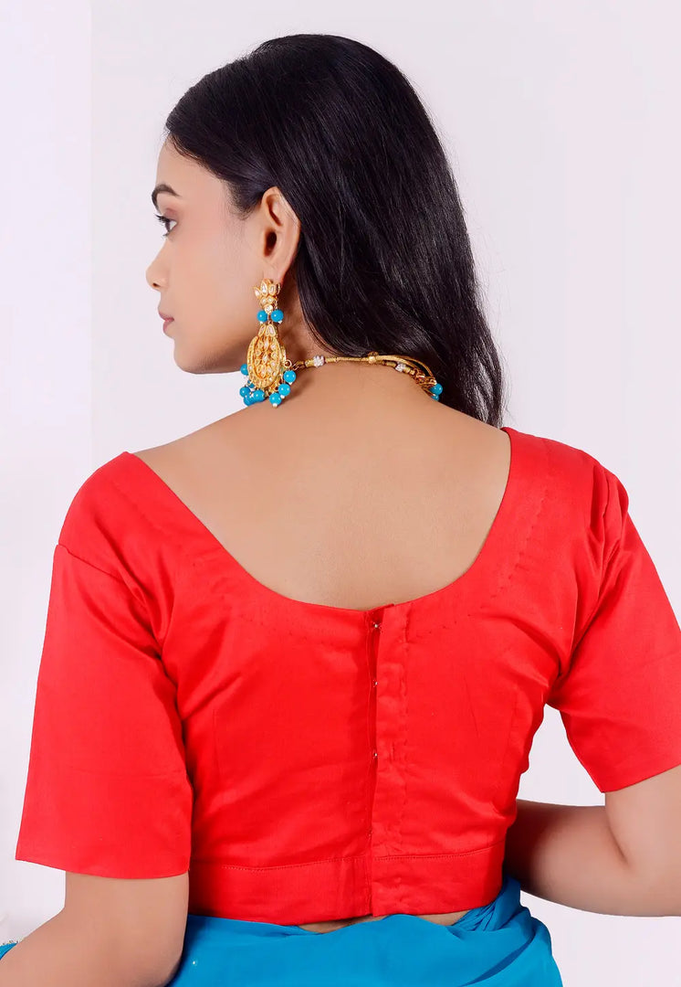 Red Cotton Readymade Blouse