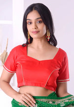 Load image into Gallery viewer, Red Cotton Readymade Blouse
