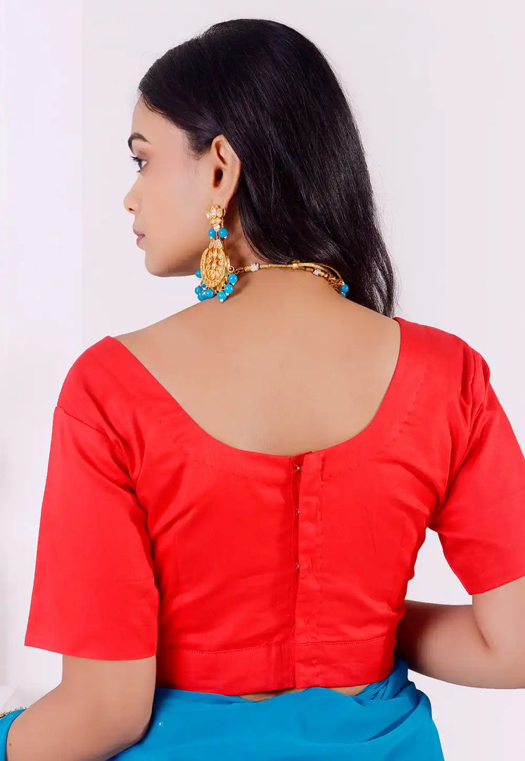 Red Cotton Readymade Blouse