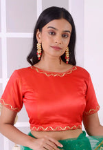 Load image into Gallery viewer, Red Cotton Satin Readymade Blouse

