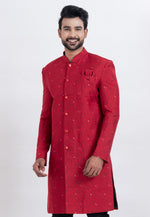 Load image into Gallery viewer, Red Cotton Silk Indo Western Suit
