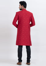 Load image into Gallery viewer, Red Cotton Silk Indo Western Suit
