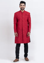 Load image into Gallery viewer, Red Cotton Silk Indo Western Suit
