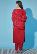 Load image into Gallery viewer, Red Cotton Silk Readymade Pant Style Suit
