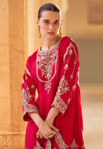 Load image into Gallery viewer, Red Crepe Silk Dhoti Style Suit
