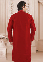 Load image into Gallery viewer, Red Dupion Silk Kurta Pajama

