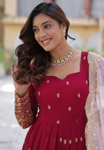 Load image into Gallery viewer, Red Faux Georgette Readymade Anarkali Suit
