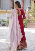 Load image into Gallery viewer, Red Faux Georgette Readymade Anarkali Suit
