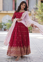 Load image into Gallery viewer, Red Faux Georgette Readymade Anarkali Suit
