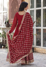 Load image into Gallery viewer, Red Faux Georgette Readymade Long Anarkali Suit
