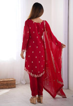 Load image into Gallery viewer, Red Faux Georgette Readymade Pakistani Suit
