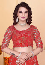 Load image into Gallery viewer, Red Georgette A Line Lehenga Choli
