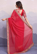 Load image into Gallery viewer, Red Georgette Bandhani Print Saree