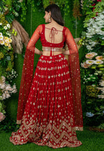 Load image into Gallery viewer, Red Georgette Circular Lehenga Choli
