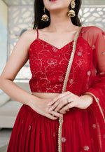Load image into Gallery viewer, Red Georgette Circular Lehenga Choli
