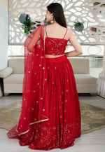 Load image into Gallery viewer, Red Georgette Circular Lehenga Choli
