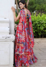 Load image into Gallery viewer, Red Georgette Floral print Lehenga choli

