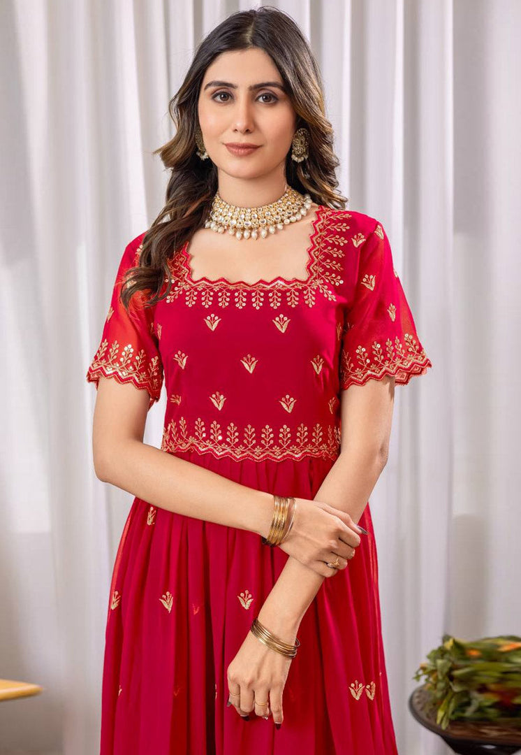 Red Georgette Gown