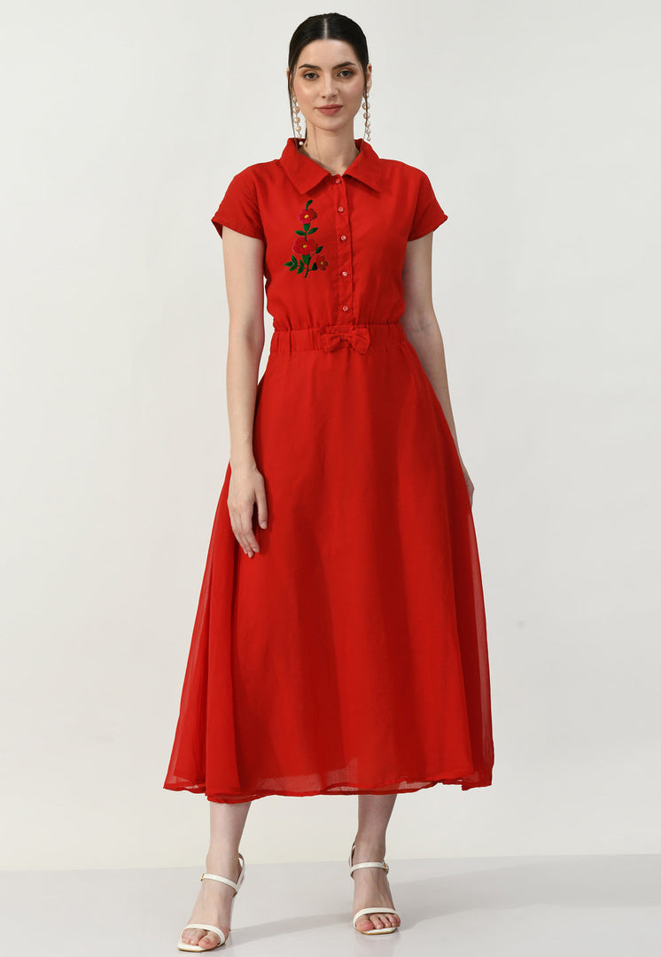 Red Georgette Gown