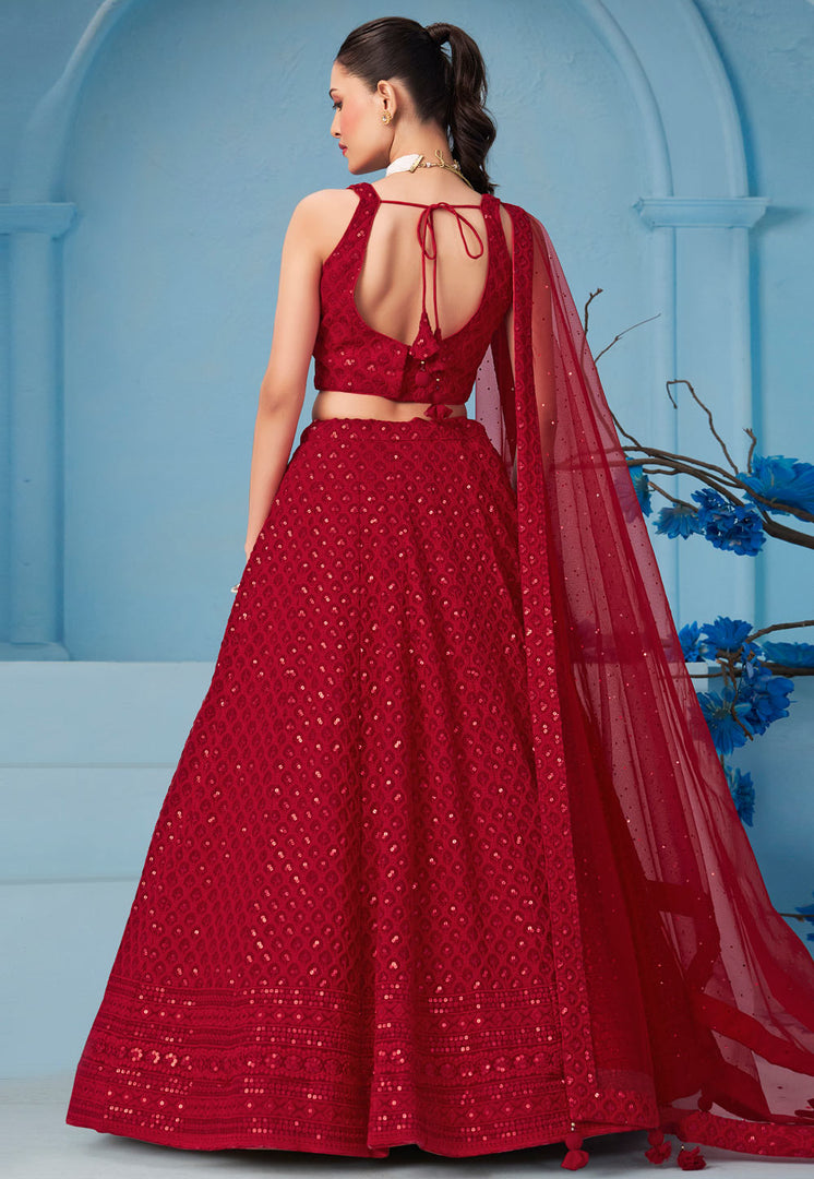 Red Georgette Lehenga Choli
