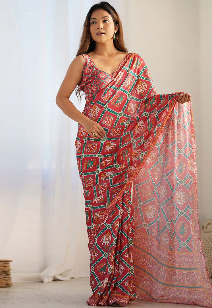 Red Georgette Light Weight Saree
