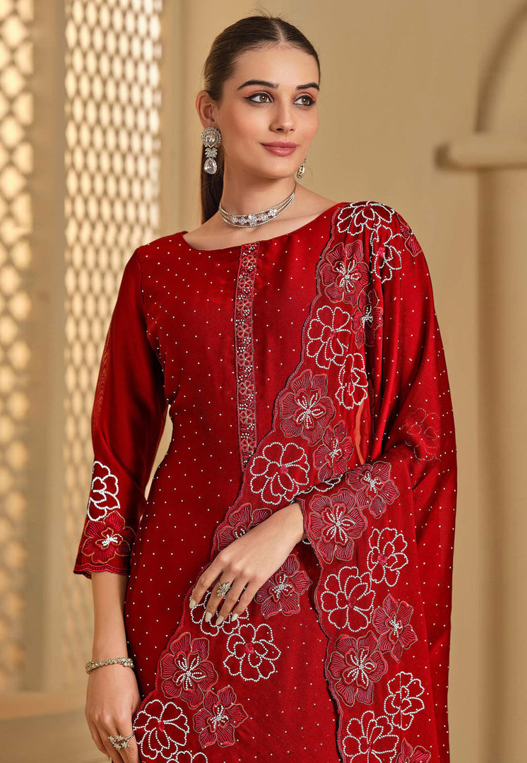 Red Georgette Pakistani Suit