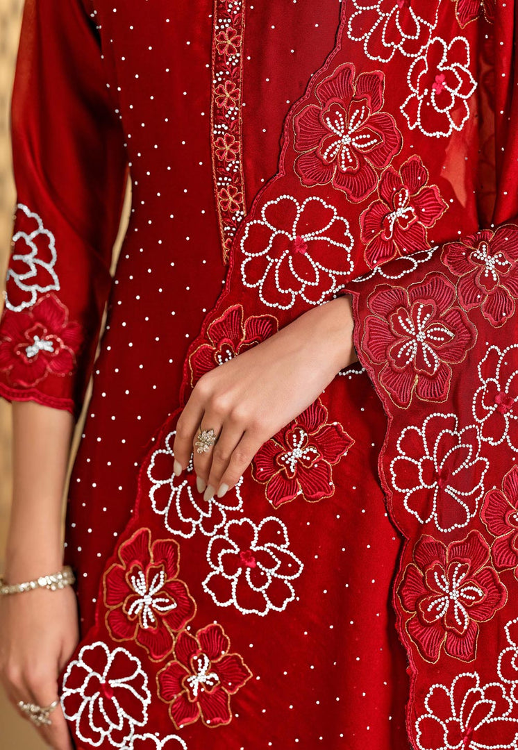 Red Georgette Pakistani Suit