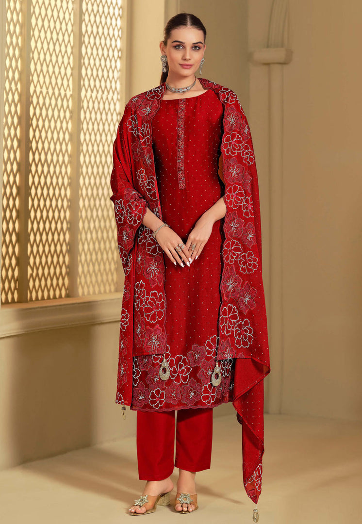 Red Georgette Pakistani Suit